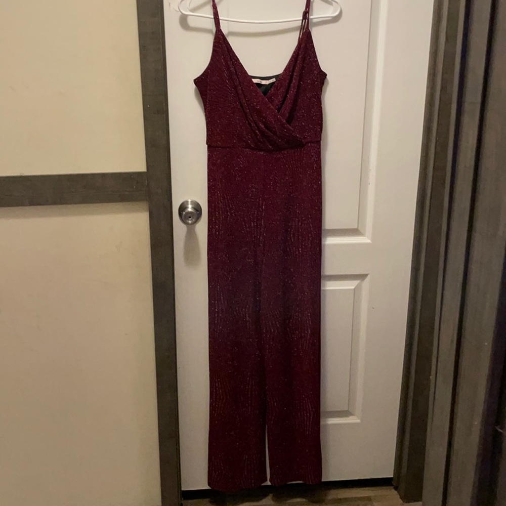 Francesca's burgundy jumpsuit